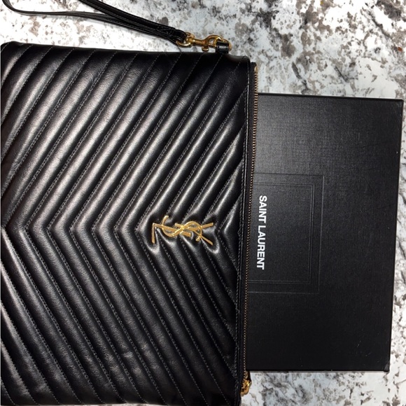 Yves Saint Laurent Handbags - CASSANDRE SAINT LAURENT MATELASSÉ A5 POUCH IN GRAIN DE POUDRE EMBOSSED LEATHER